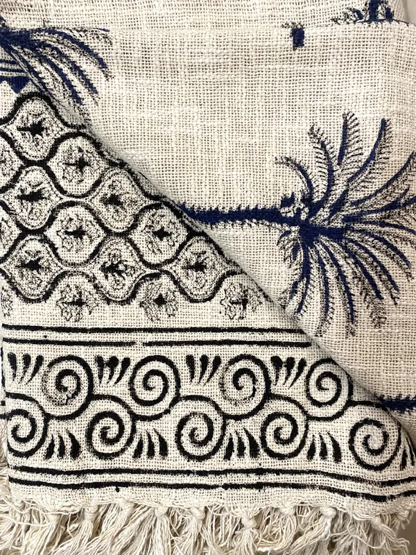 Hand_Blockprinted_Cotton_Sofa_Throws_Palm_Tree_Blue