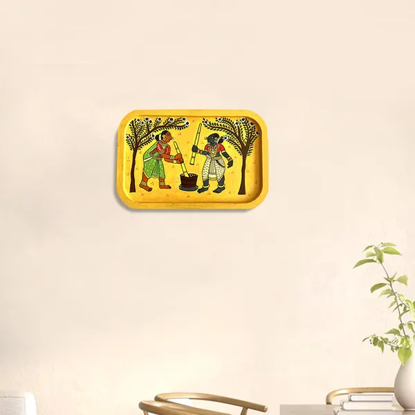 Handpainted_Wooden_Wall_Plate_Tray_Village_Women
