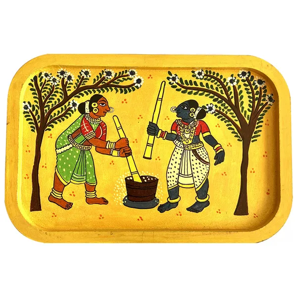 Handpainted_Wooden_Wall_Plate_Tray_Village_Women
