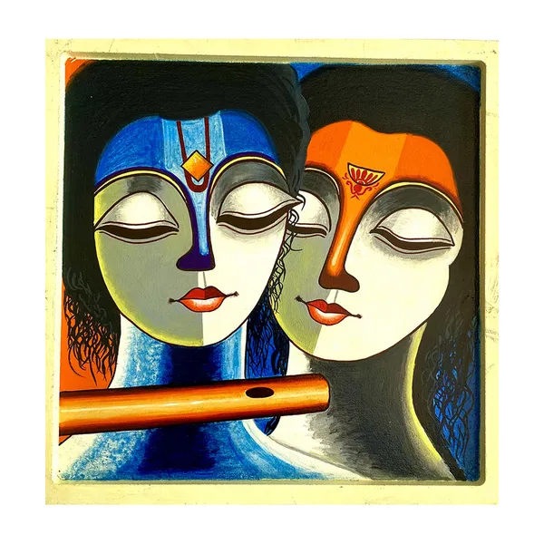 Handpainted_Wall_Plate_Square_Radha_Krishna