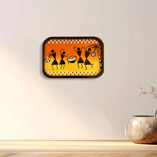 Handpainted_Wooden_Wall_Plate_Tray_Warli_Art