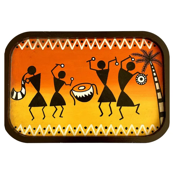 Handpainted_Wooden_Wall_Plate_Tray_Warli_Art