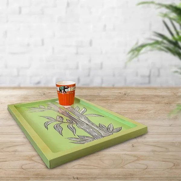 Handpainted_Wooden_Wall_Plate_Tray_Madhubani_Bamboo_Shoot