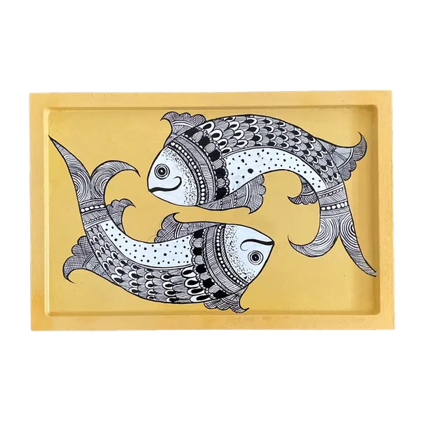 Handpainted_Wooden_Wall_Plate_Tray_Madhubani_Fish_Pair