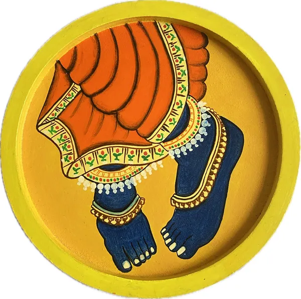 Handpainted_Wooden_Wall_Plate_Round_Set_Of_3_Krishna