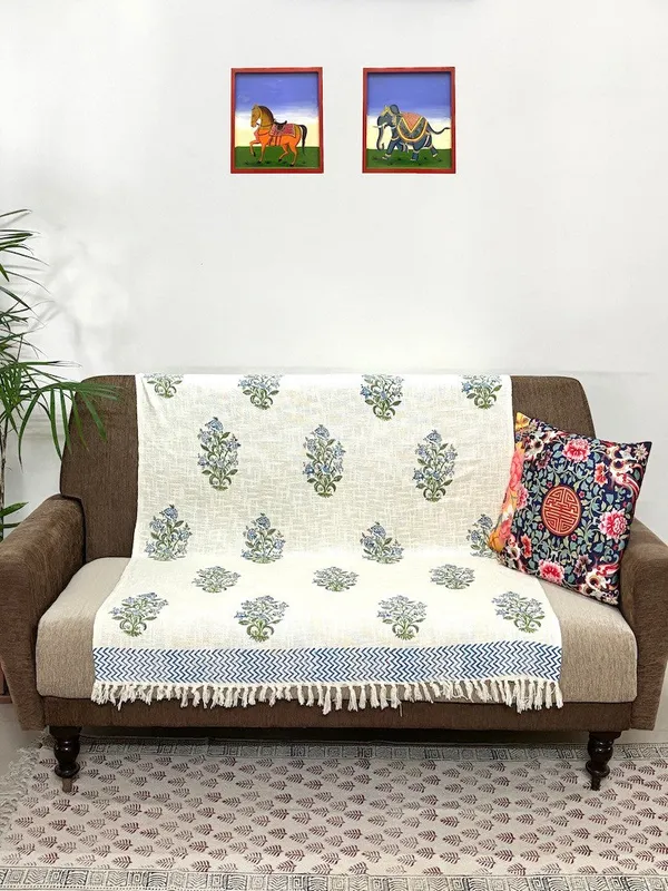 Hand_Blockprinted_Cotton_Sofa_Throws_Blue_Green_Floral