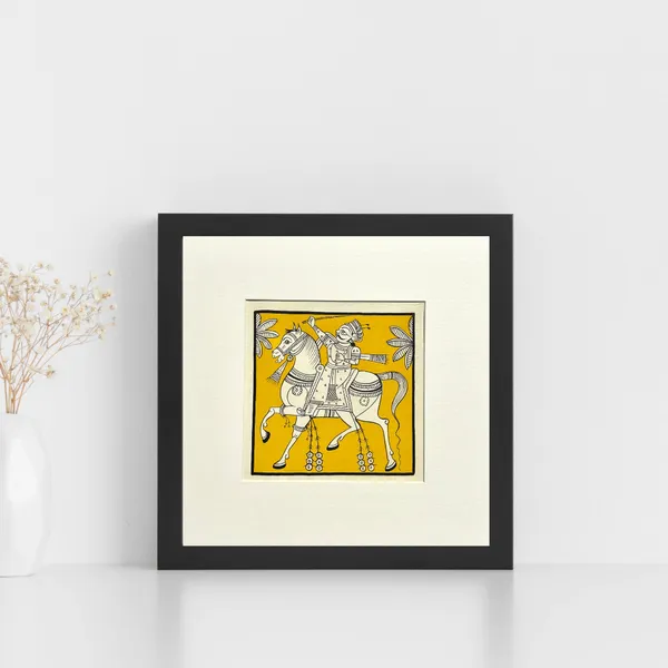 Phad_Painting_From_Rajasthan_Handpainted_Natural_Colors_Yellow_5_5_X_5_5_Inch