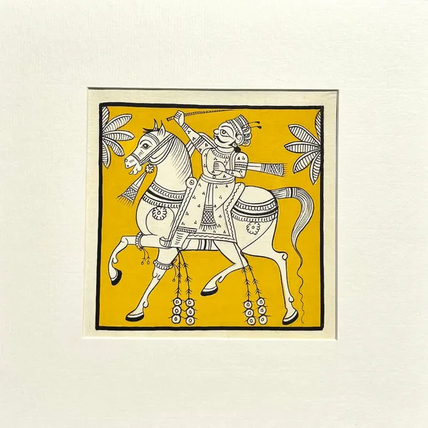 Phad_Painting_From_Rajasthan_Handpainted_Natural_Colors_Yellow_5_5_X_5_5_Inch