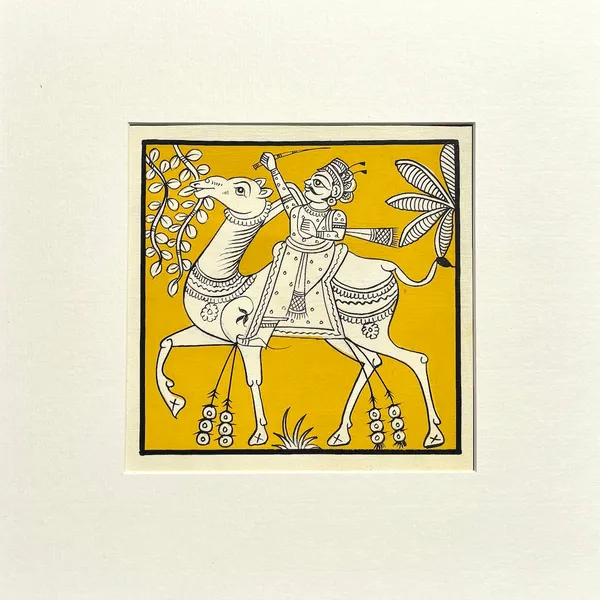 Phad_Painting_From_Rajasthan_Handpainted_Natural_Colors_Yellow_5_5_X_5_5_Inch
