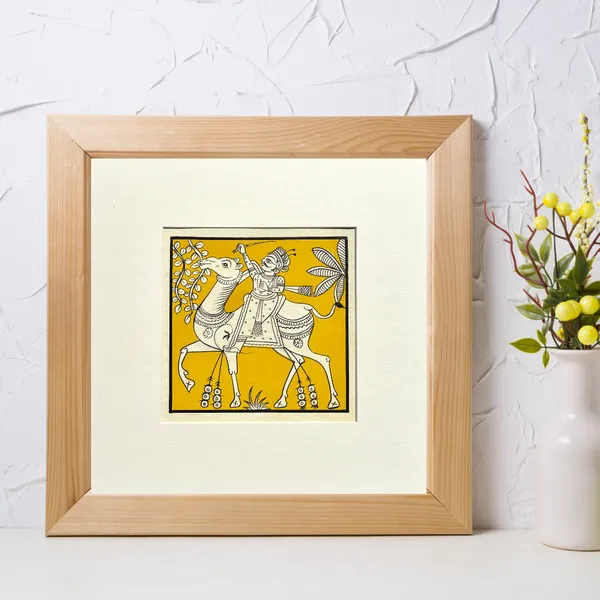Phad_Painting_From_Rajasthan_Handpainted_Natural_Colors_Yellow_5_5_X_5_5_Inch