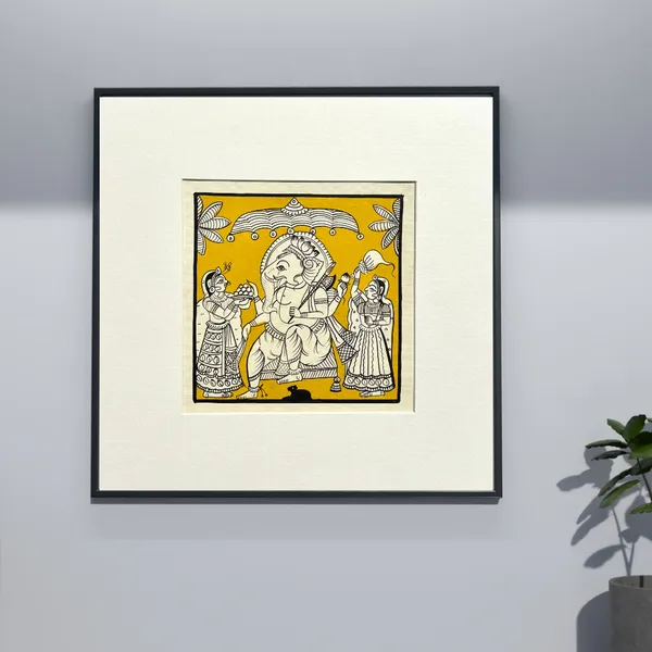 Phad_Painting_From_Rajasthan_Handpainted_Natural_Colors_Yellow_5_5_X_5_5_Inch