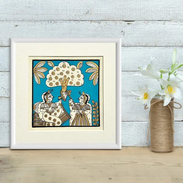 Phad_Painting_From_Rajasthan_Handpainted_Natural_Colors_Light_Blue_5_5_X_5_5_Inch