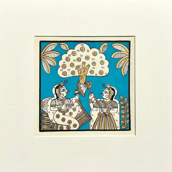 Phad_Painting_From_Rajasthan_Handpainted_Natural_Colors_Light_Blue_5_5_X_5_5_Inch