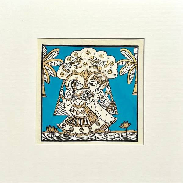 Phad_Painting_From_Rajasthan_Handpainted_Natural_Colors_Light_Blue_5_5_X_5_5_Inch