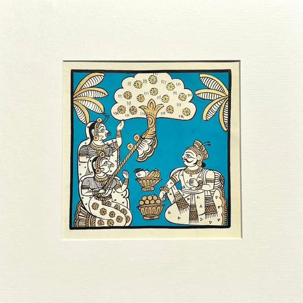 Phad_Painting_From_Rajasthan_Handpainted_Natural_Colors_Light_Blue_5_5_X_5_5_Inch