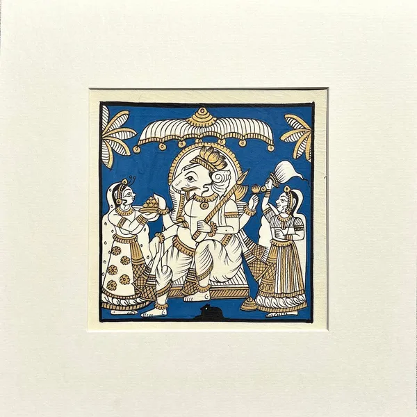 Phad_Painting_From_Rajasthan_Handpainted_Natural_Colors_Navy_Blue_5_5_X_5_5_Inch