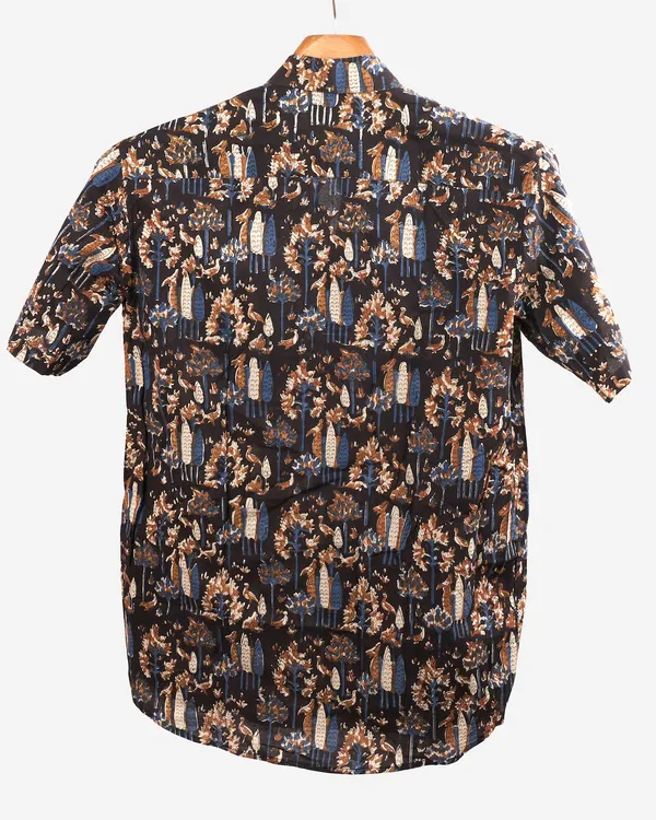 Hand_Blockprinted_Cotton_Half_Sleeve_Shirt_For_Men_Regular_Fit_Black