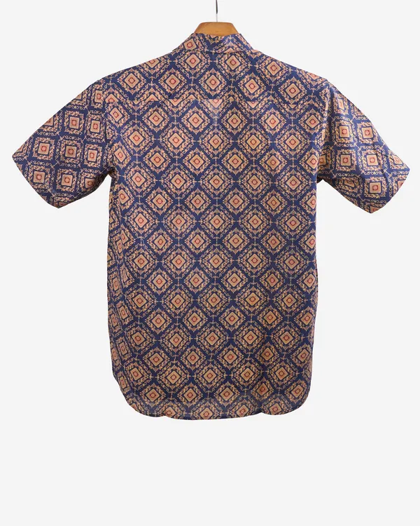 Hand_Blockprinted_Cotton_Half_Sleeve_Shirt_For_Men_Regular_Fit_Dark_Blue
