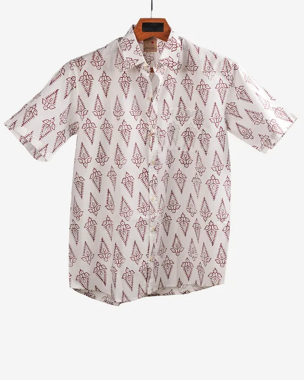 Hand_Block_Printed_Cotton_Half_Sleeve_Shirt_For_Men_Regular_Fit_White