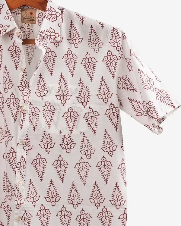 Hand_Block_Printed_Cotton_Half_Sleeve_Shirt_For_Men_Regular_Fit_White