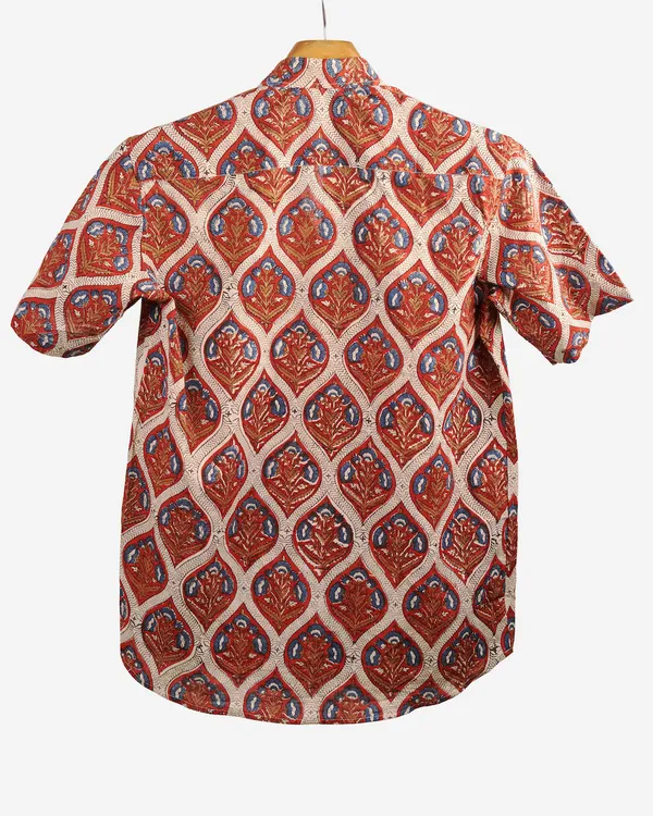 Hand_Blockprinted_Cotton_Half_Sleeve_Shirt_For_Men_Regular_Fit_Brown
