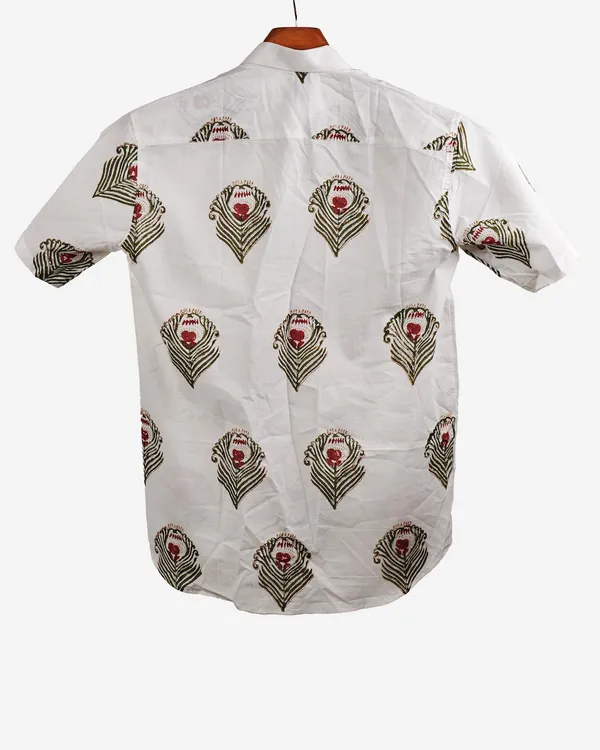 Hand_Blockprinted_Cotton_Half_Sleeve_Shirt_For_Men_Regular_Fit_White_Green_Morpankh