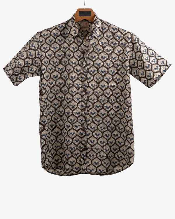 Hand_Blockprinted_Cotton_Half_Sleeve_Shirt_For_Men_Regular_Fit_Black