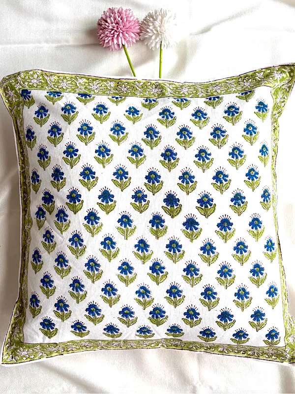 Hand_Block_Printed_Cushion_Covers_Green_Blue_Small_Floral_Design_Set_Of_5