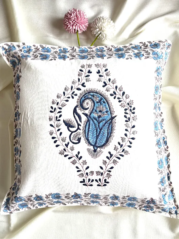 Hand_Blockprinted_Cushion_Cover_Blue_Paisley_Design_Set_Of_5