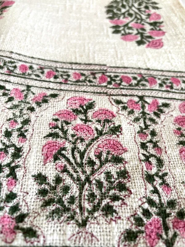 Hand_Blockprinted_Cotton_Sofa_Throws_Pink_Green_Floral