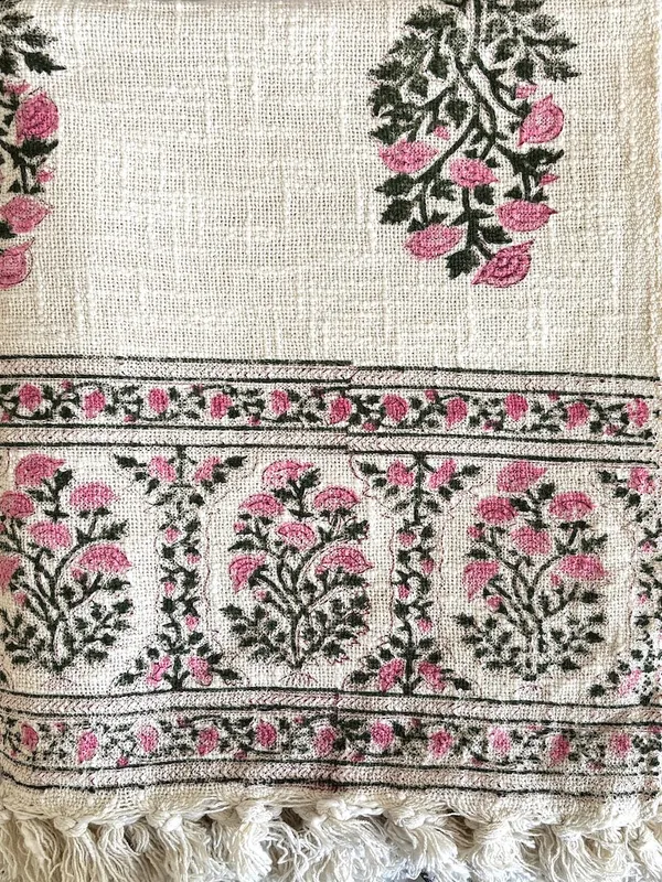 Hand_Blockprinted_Cotton_Sofa_Throws_Pink_Green_Floral