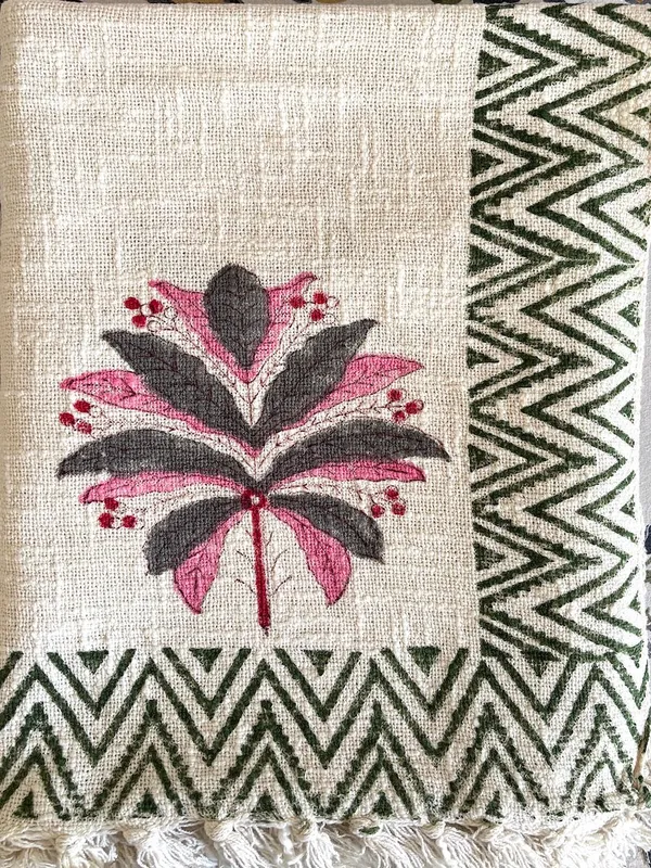 Hand_Block_Printed_Cotton_Sofa_Throws_Pink_Grey_Floral