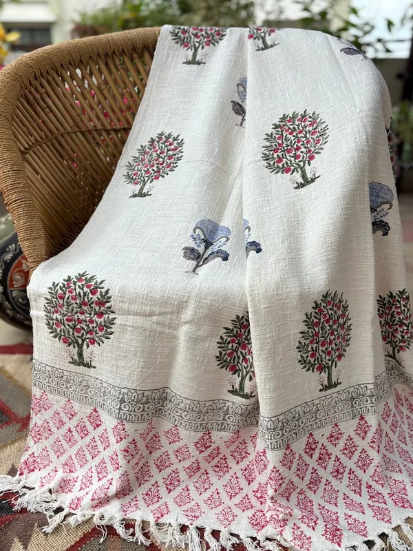 Hand_Block_Printed_Cotton_Sofa_Throws_Pink_Green_Tree