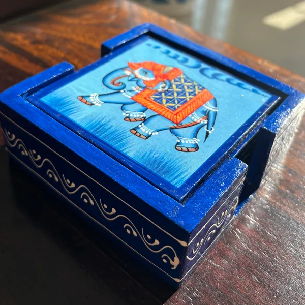 Wooden_Hand_Painted_Tea_Coaster_Elephant_Blue