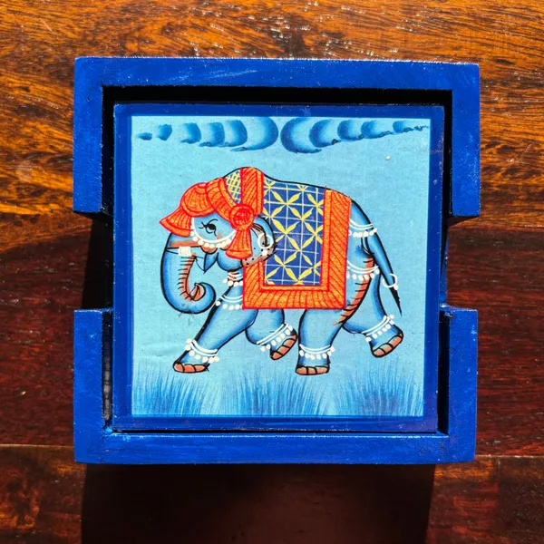 Wooden_Hand_Painted_Tea_Coaster_Elephant_Blue