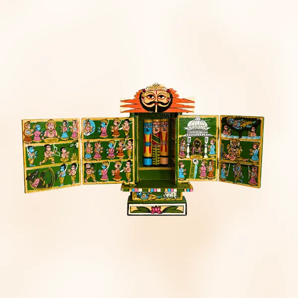 Rajasthani_Kaavad_Art_11_Inches_Ram_Krishna_Leela_Green_Colour
