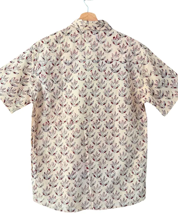 Hand_Blockprinted_Cotton_Half_Sleeve_Shirt_For_Men_Regular_Fit_Beige_Brown_Motifs