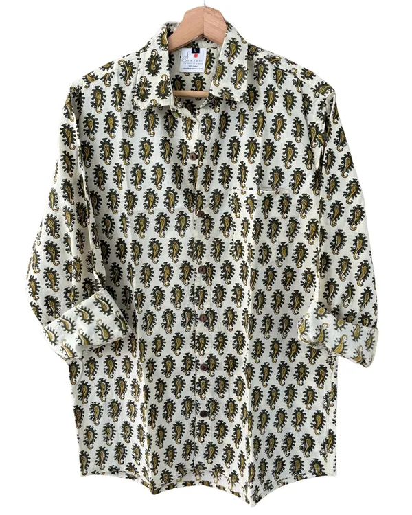 Hand_Blockprinted_Cotton_Full_Sleeve_Shirt_For_Men_Regular_Fit_Beige_Brown_Paisley_Motifs