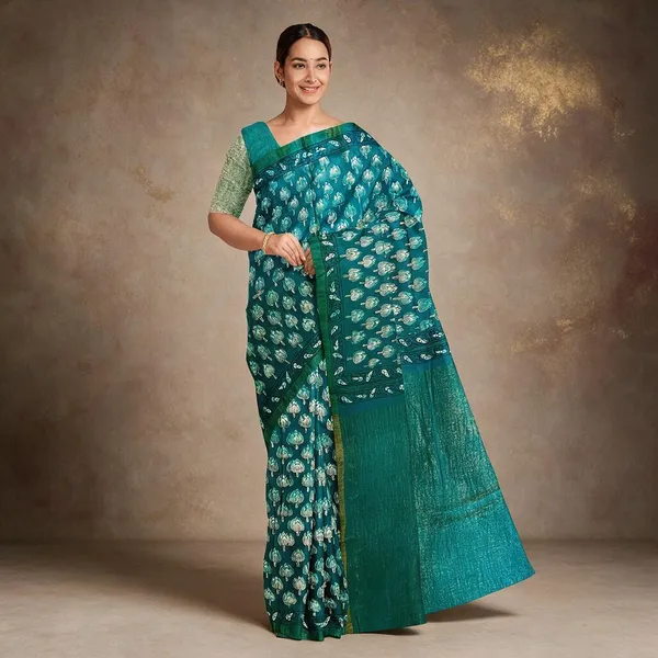Hand_Blockprinted_Chanderi_Silk_Saree_With_Zari_Pallu