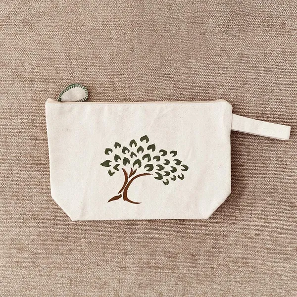 Handpainted_Cotton_Travel_Makeup_Pouch_Tree_Design_On_Both_Sides