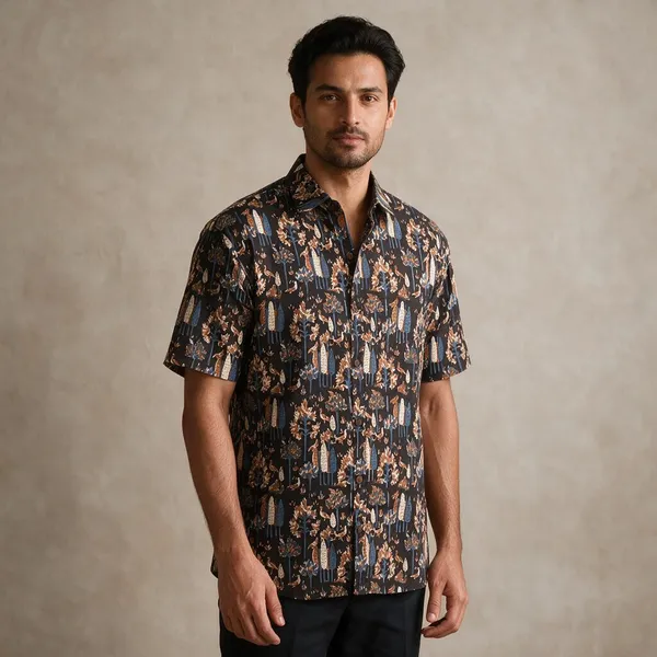 Hand_Blockprinted_Cotton_Half_Sleeve_Shirt_For_Men_Regular_Fit_Black