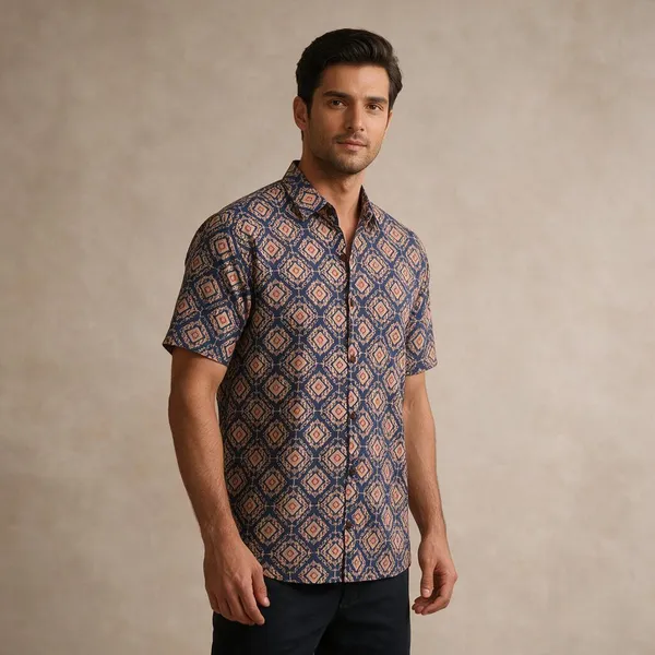 Hand_Blockprinted_Cotton_Half_Sleeve_Shirt_For_Men_Regular_Fit_Dark_Blue
