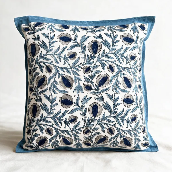 Hand_Blockprinted_Cushion_Cover_Blue_Pomegranate_Design_Set_Of_5