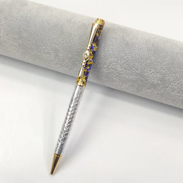 999_Handcrafted_Pure_Silver_Ballpoint_Pen_Blue_Gold_Default_Title