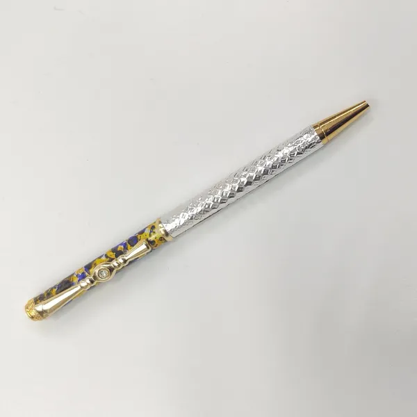 999_Handcrafted_Pure_Silver_Ballpoint_Pen_Blue_Gold_Default_Title