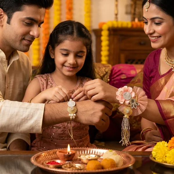 925_Silver_Coin_Bhaiya_Bhabhi_Pink_Floral_Rakhi_Default_Title