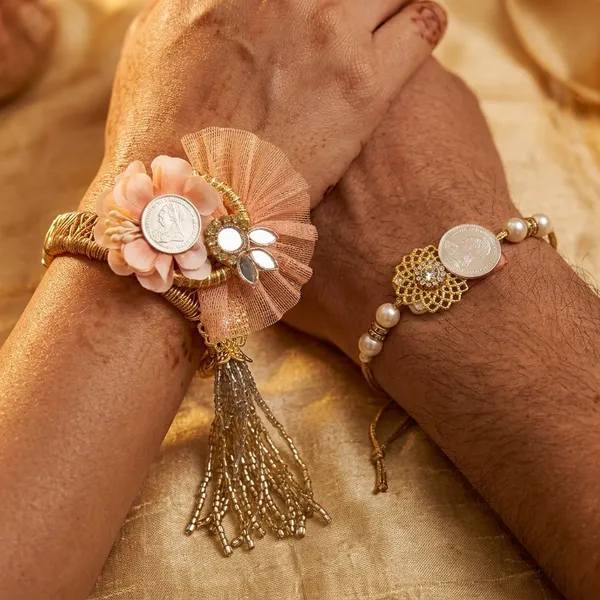 925_Silver_Coin_Bhaiya_Bhabhi_Pink_Floral_Rakhi_Default_Title