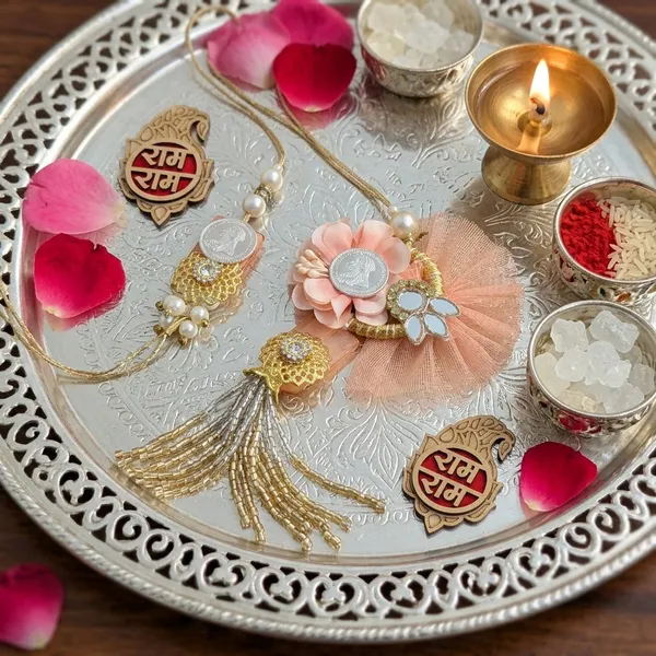 925_Silver_Coin_Bhaiya_Bhabhi_Pink_Floral_Rakhi_Default_Title