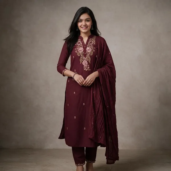 Maroon_Embroidered_Straight_Kurta_Set_With_Dupatta