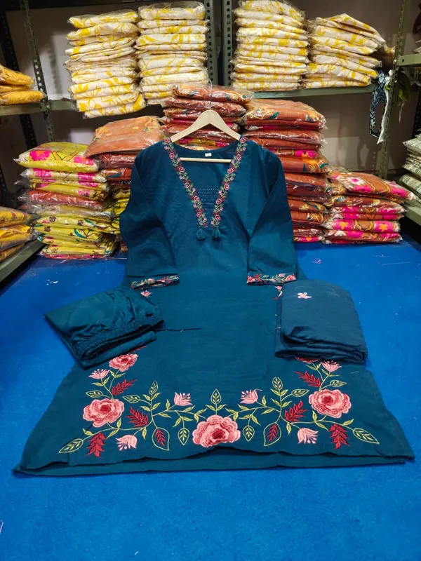 Navy_blue_embroidery_kurti_with_pant_and_dupatta_sat_
